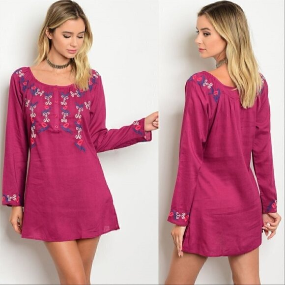 DRESS PINK EMBROIDERED DRESS - Picture 1 of 3